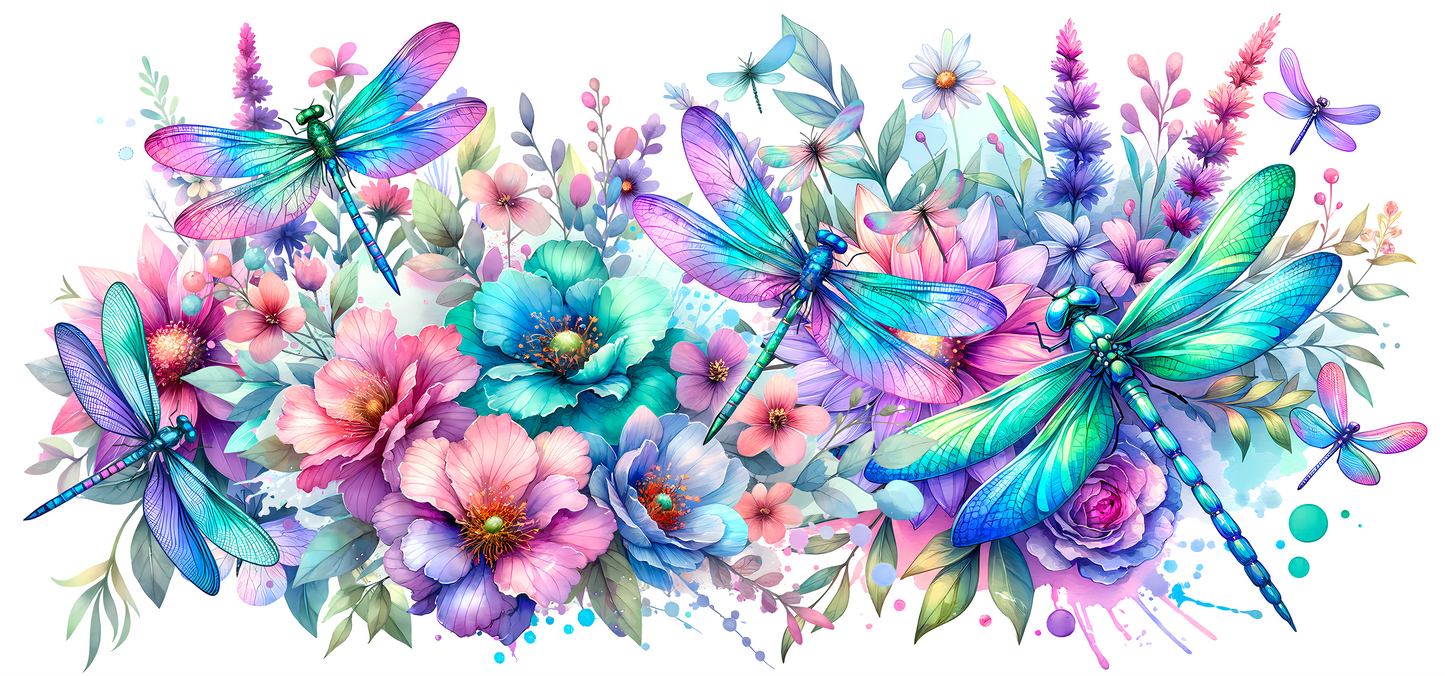 #89 BLUE PINK FLORAL DRAGONFLY