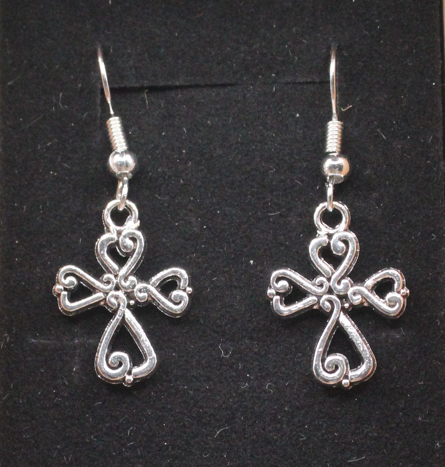 Antique silver cross earrings