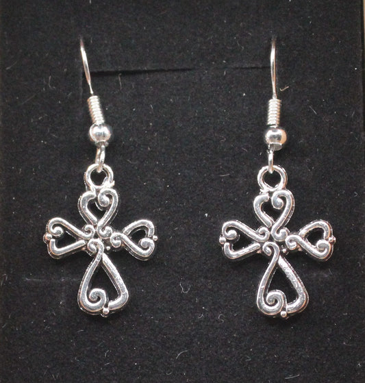 Antique silver cross earrings