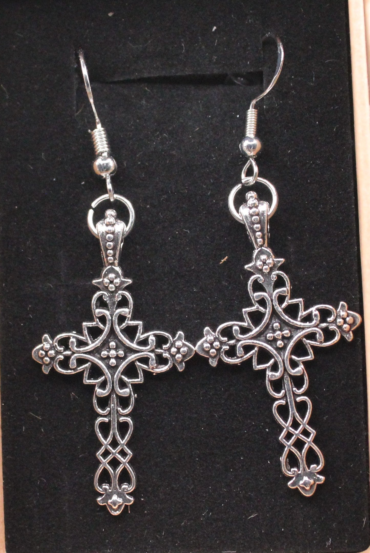 Antique silver cross earrings