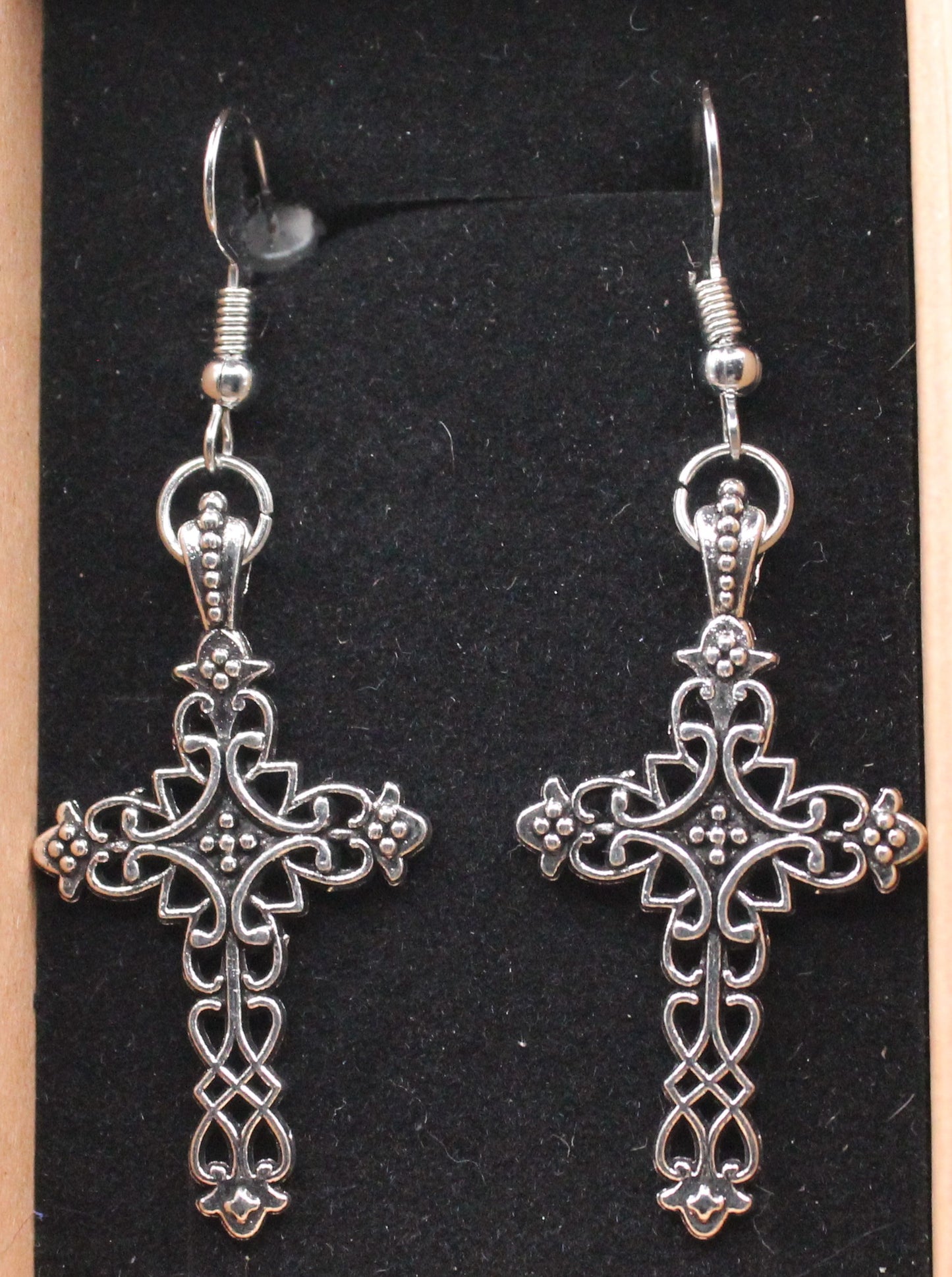 Antique silver cross earrings