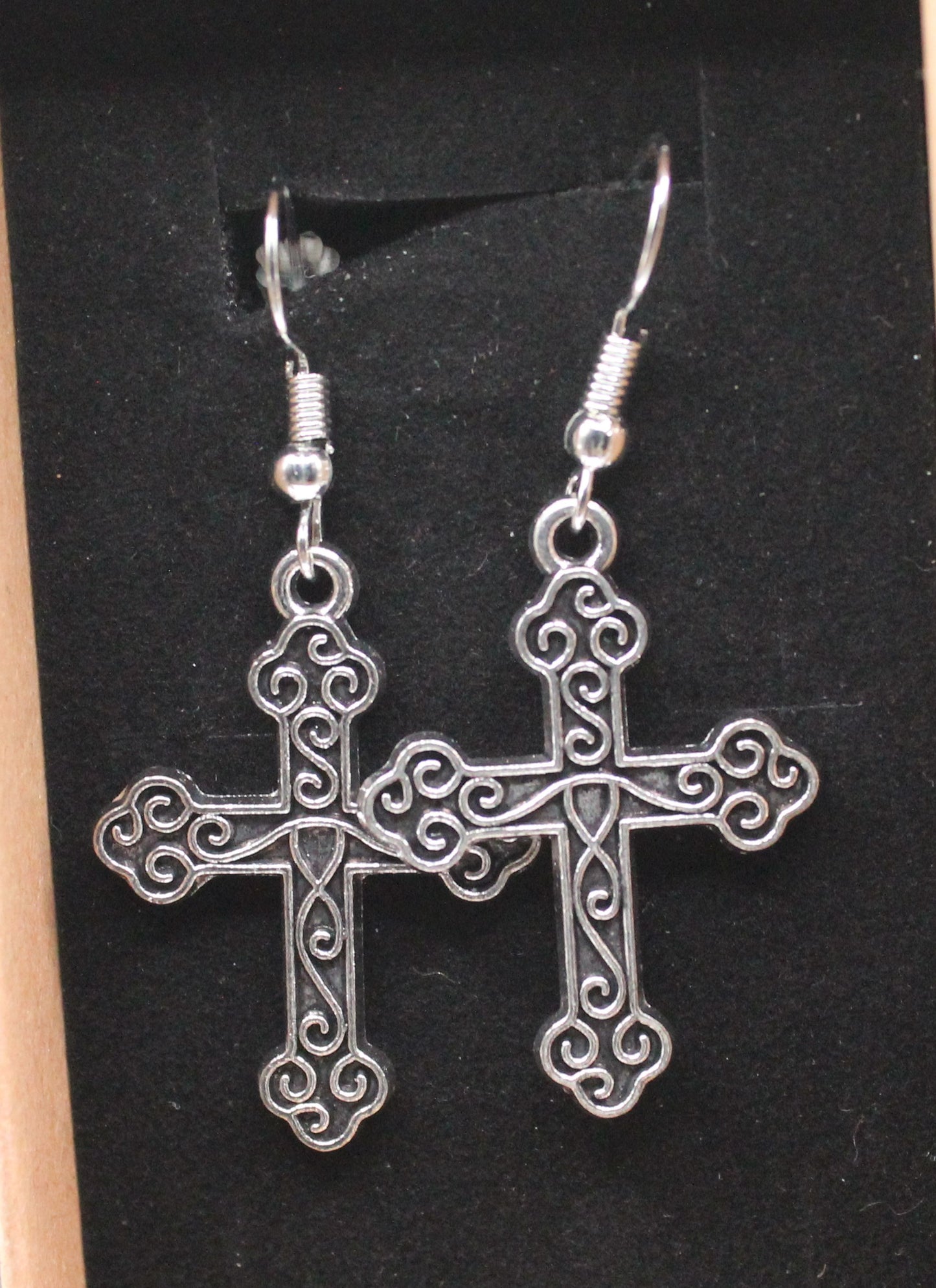 Antique silver cross earrings