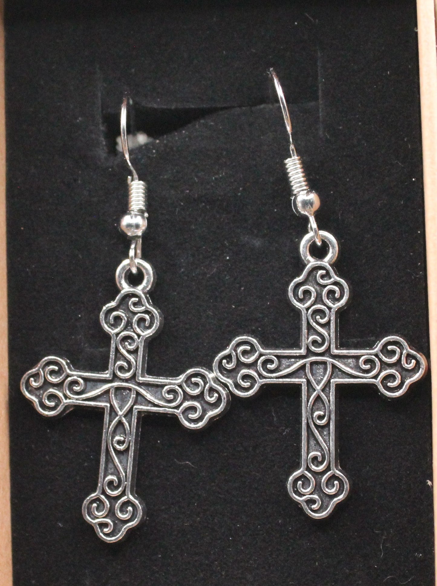 Antique silver cross earrings
