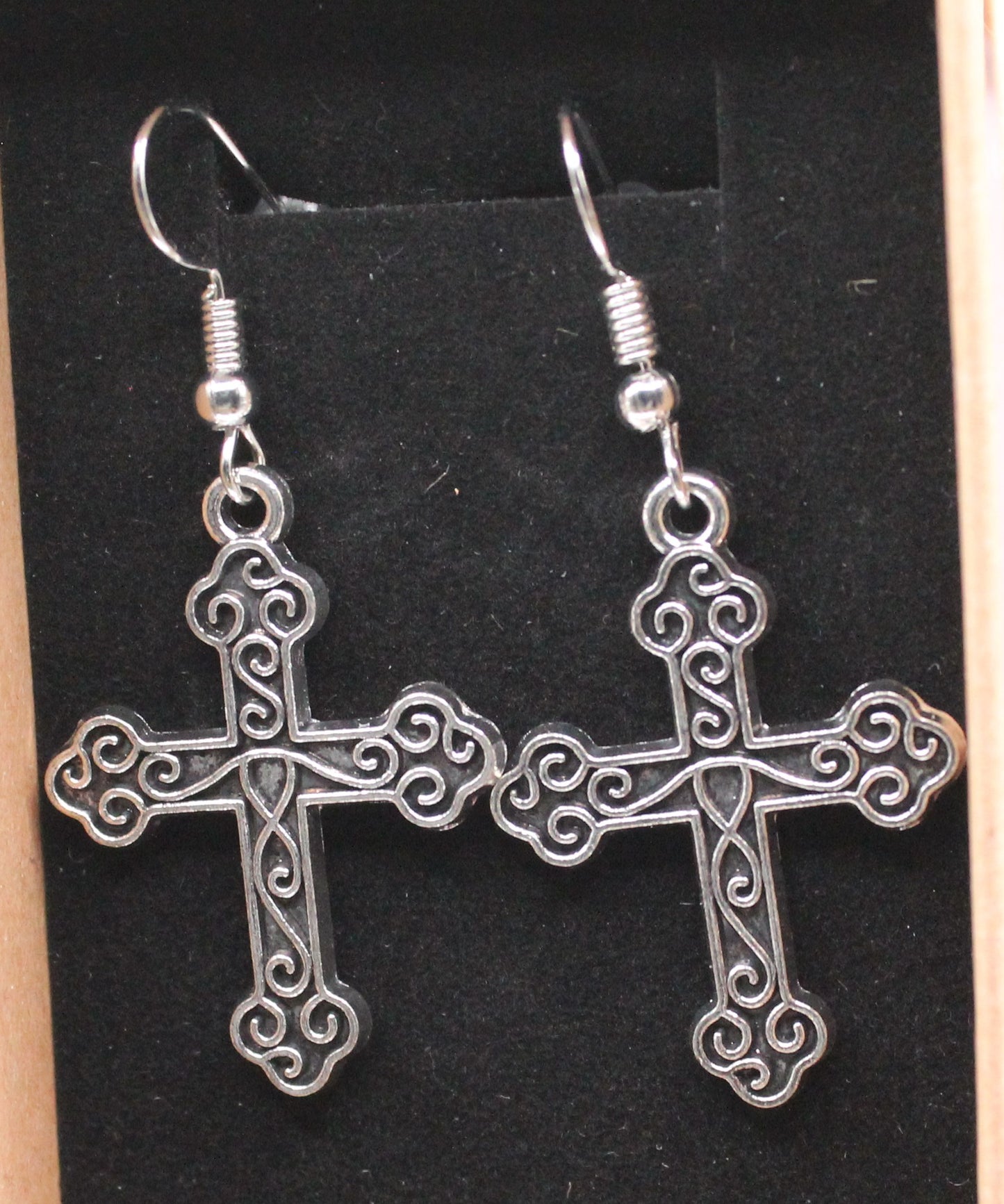 Antique silver cross earrings