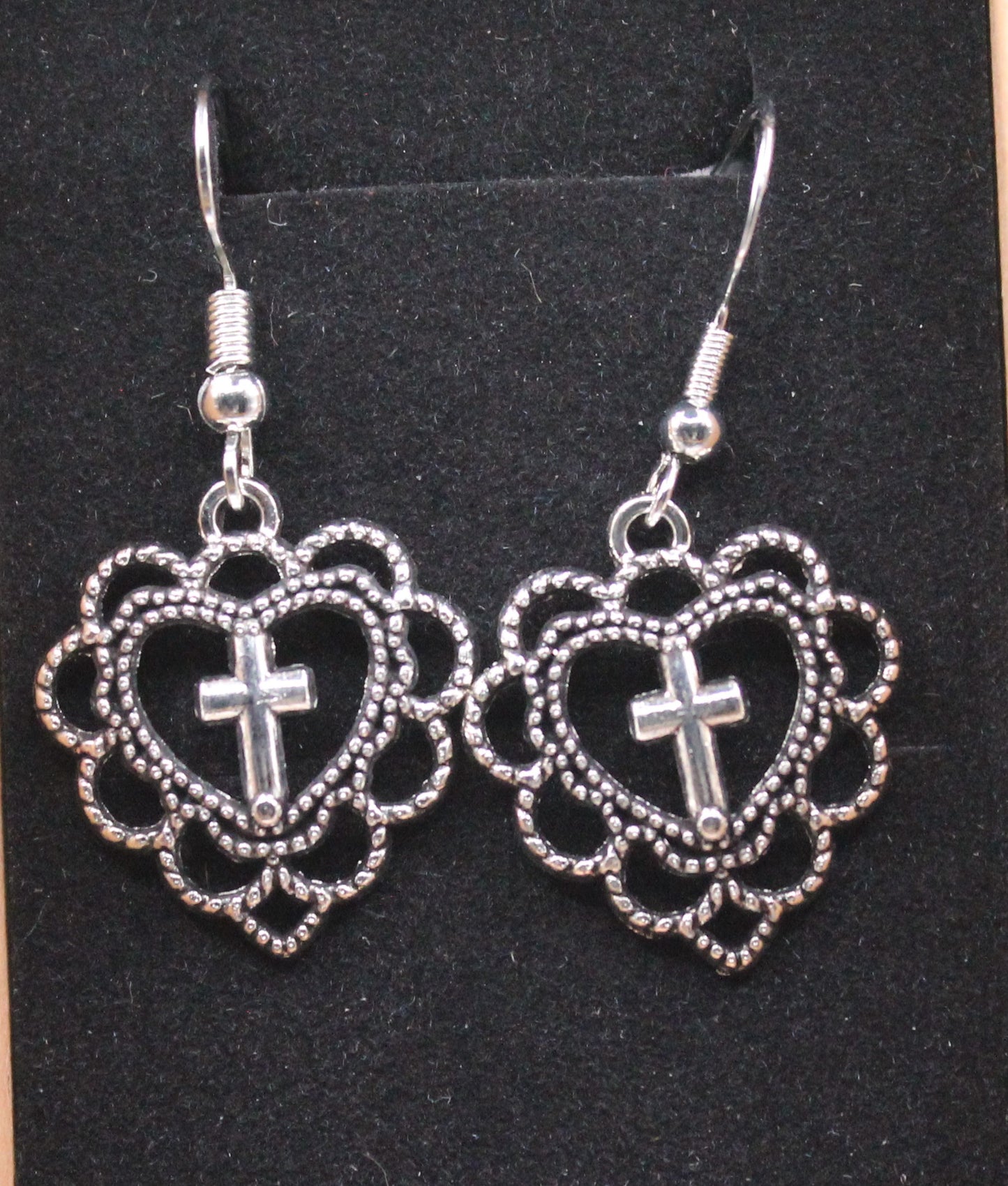 Antique silver cross earrings