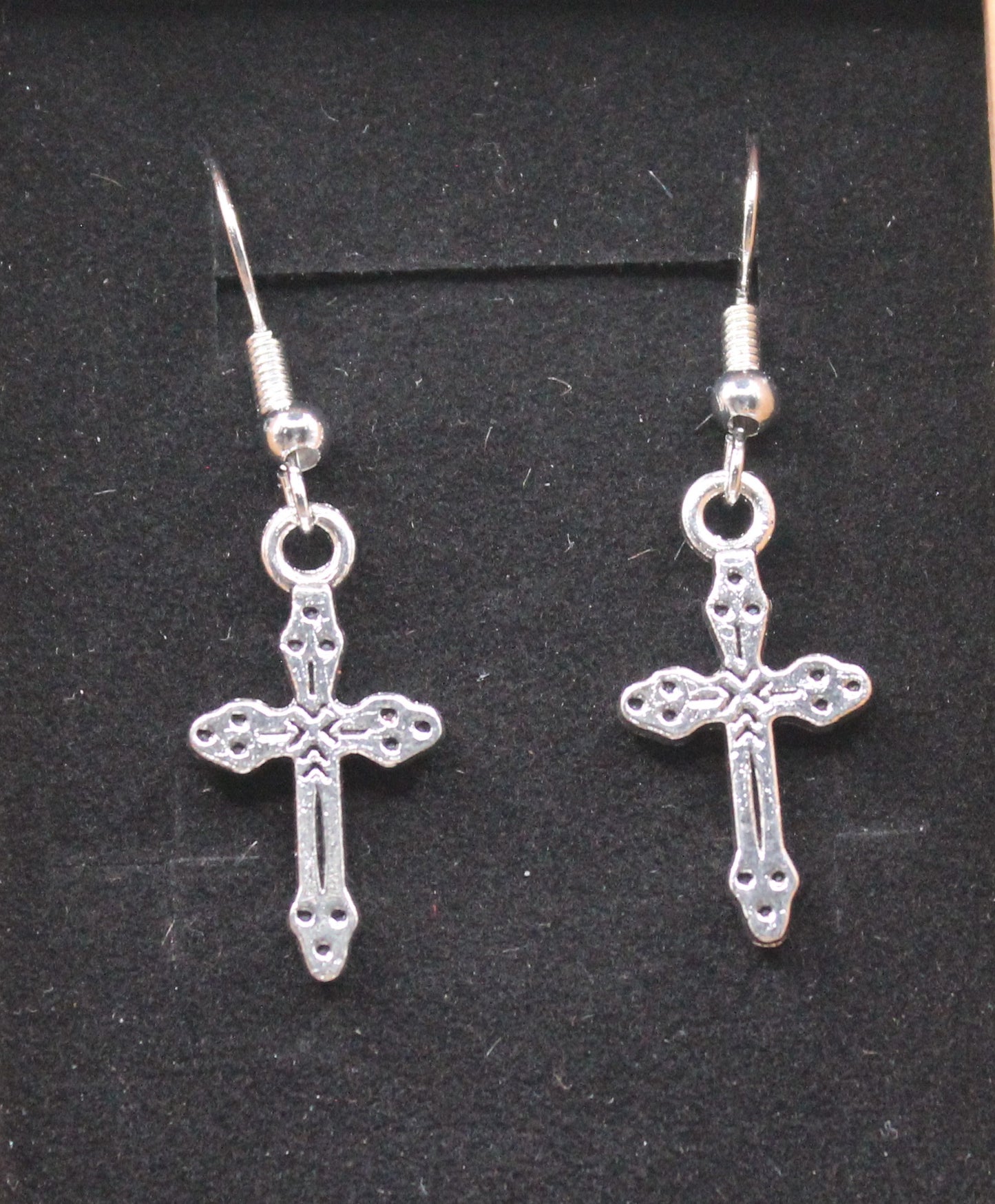 Antique silver cross earrings