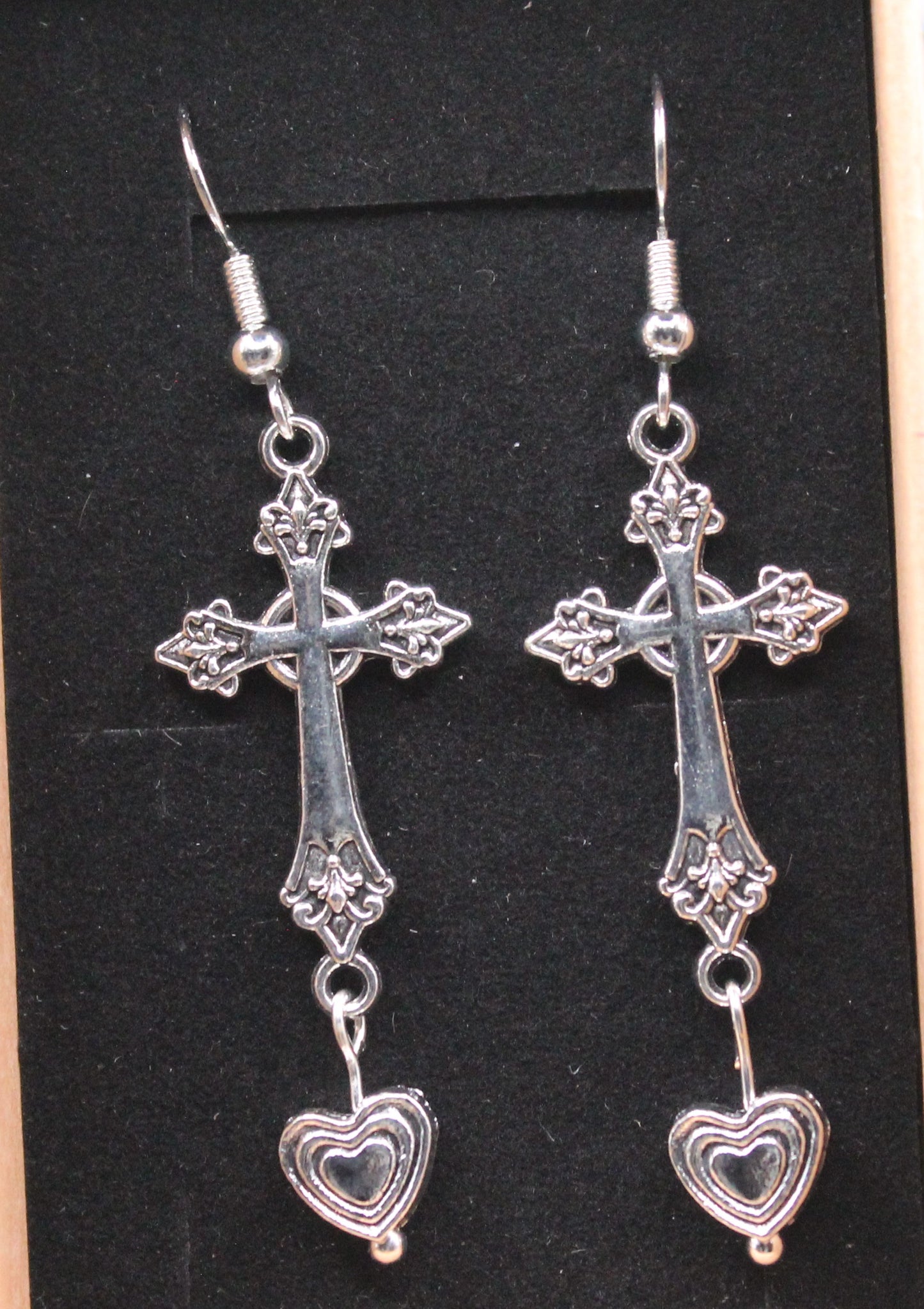 Antique silver cross earrings