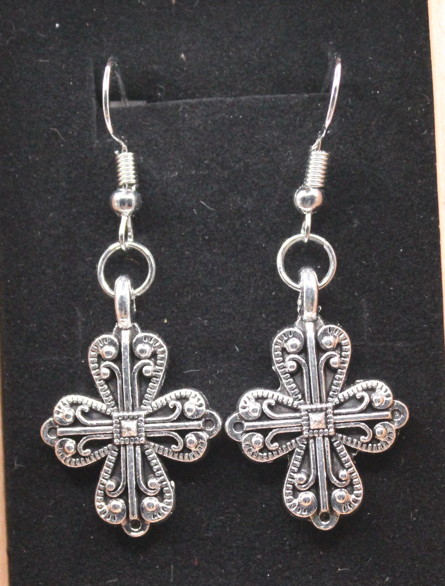 Antique silver cross earrings