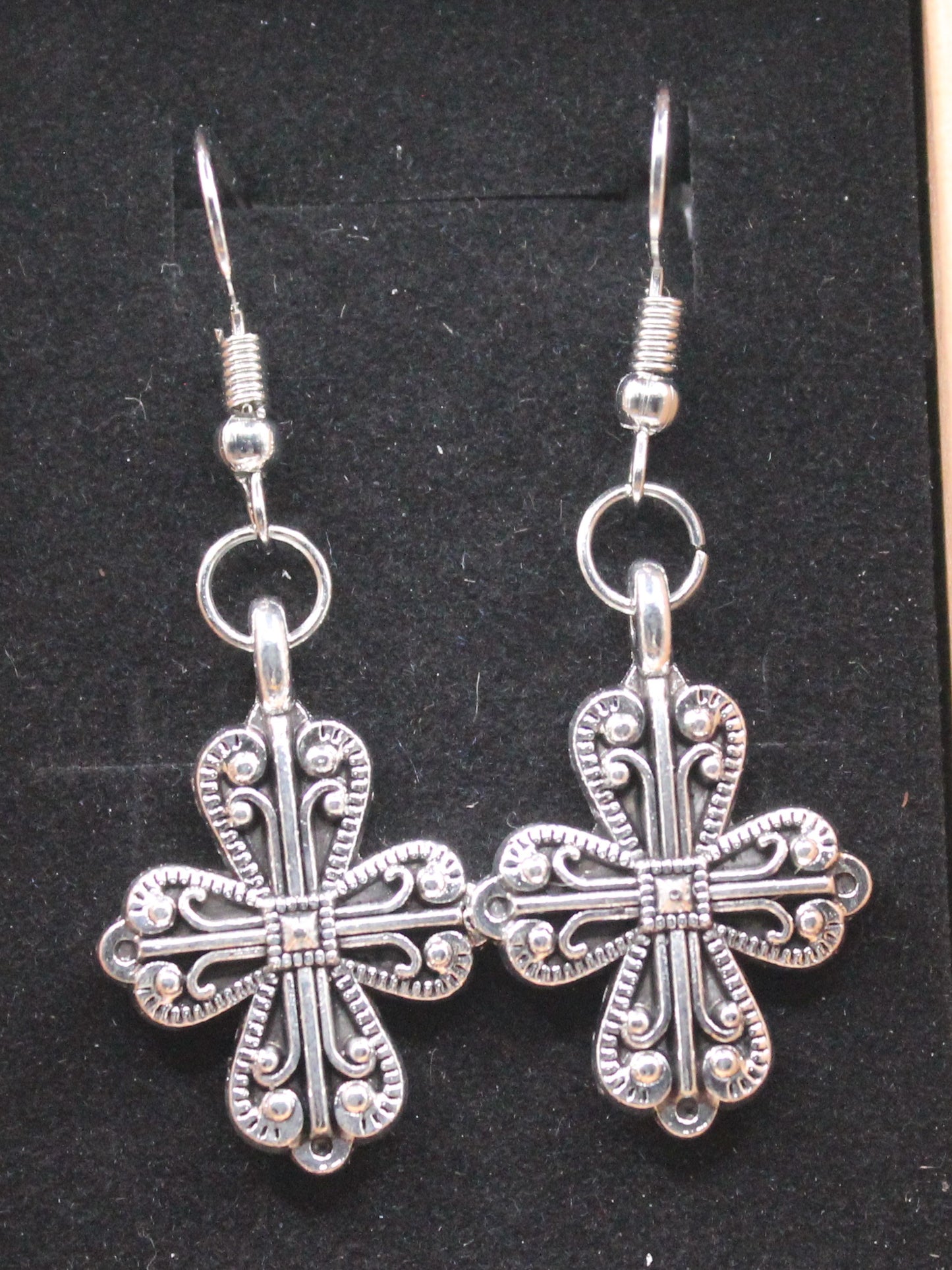 Antique silver cross earrings