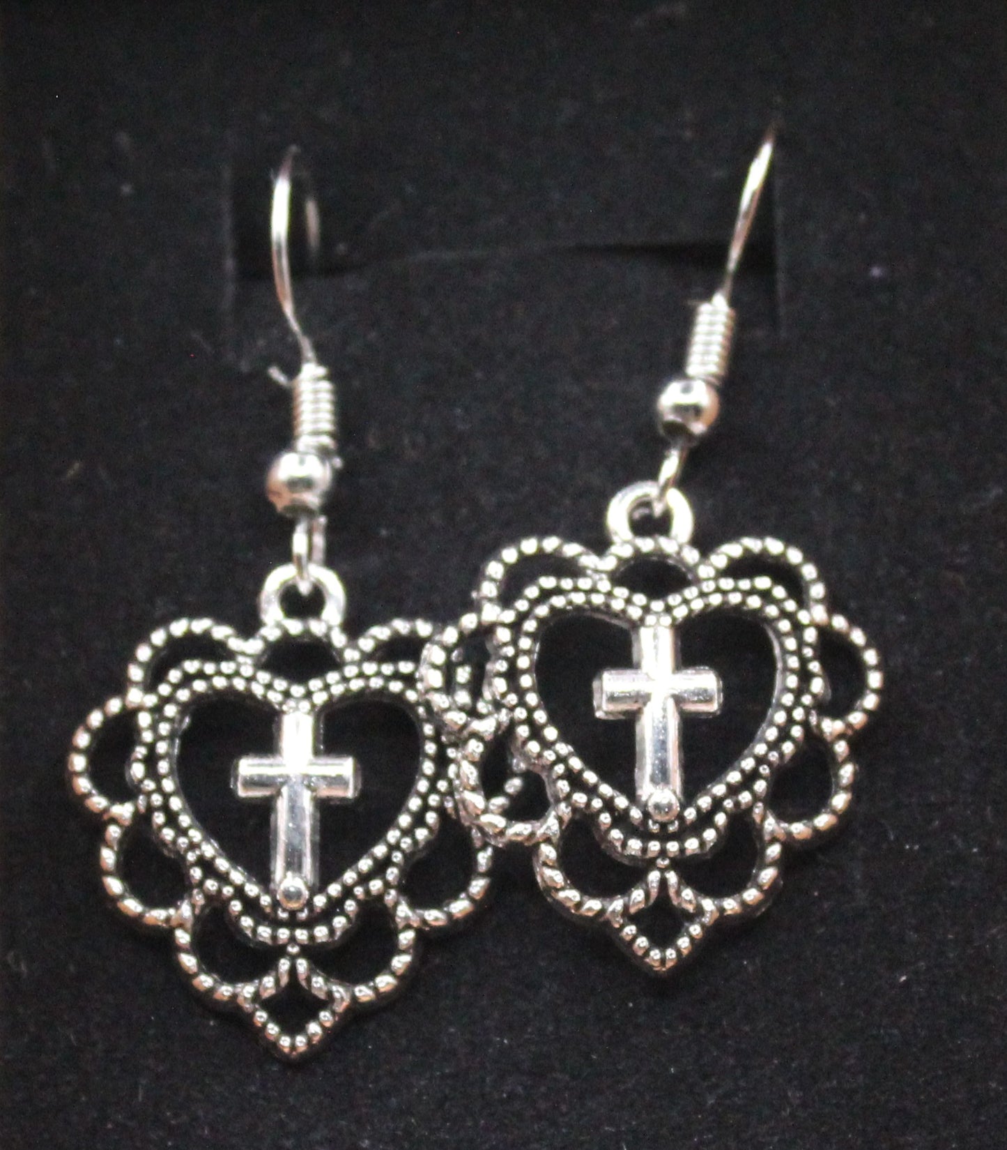 Antique silver cross earrings